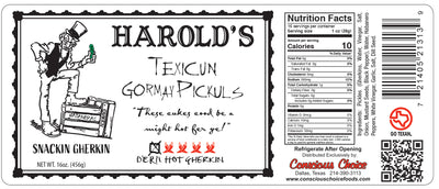 Harold's - Dern Hot Gherkins - Hot n Spicy Dill Gherkins- Award Winning Ingredients Packed With Fresh Garlic and Habanero - Made in Texas